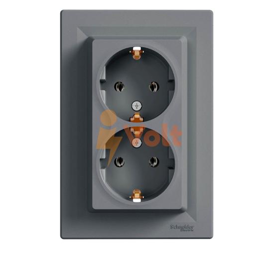 ДВОЕН КОНТАКТ ШУКО ASFORA, СКРИТ МОНТАЖ, СТОМАНА, EPH9900162, SCHNEIDER ELECTRIC