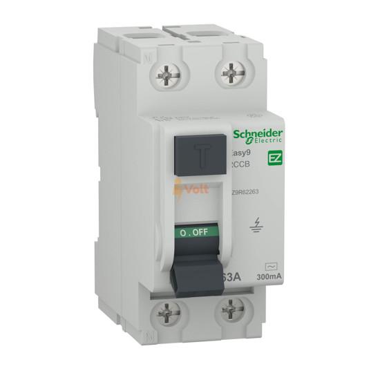 ДЕФЕКТНОТОКОВА ЗАЩИТА EASY 9 1P+N, 63 A, 300 MA, ТИП AC, EZ9R62263, SCHNEIDER ELECTRIC