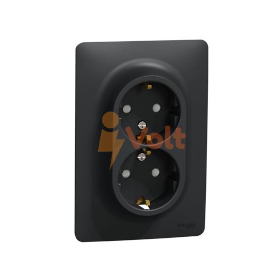 ДВОЕН КОНТАКТ ШУКО NEW UNICA, СКРИТ МОНТАЖ, АНТРАЦИТ, NU206754, SCHNEIDER ELECTRIC