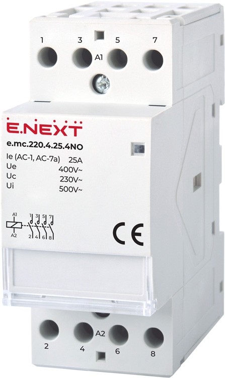 МОДУЛЕН КОНТАКТОР E.MC, 4P, 25 A, 230 V AC, 4NO, E.MC.220.4.25.4NO, E.NEXT