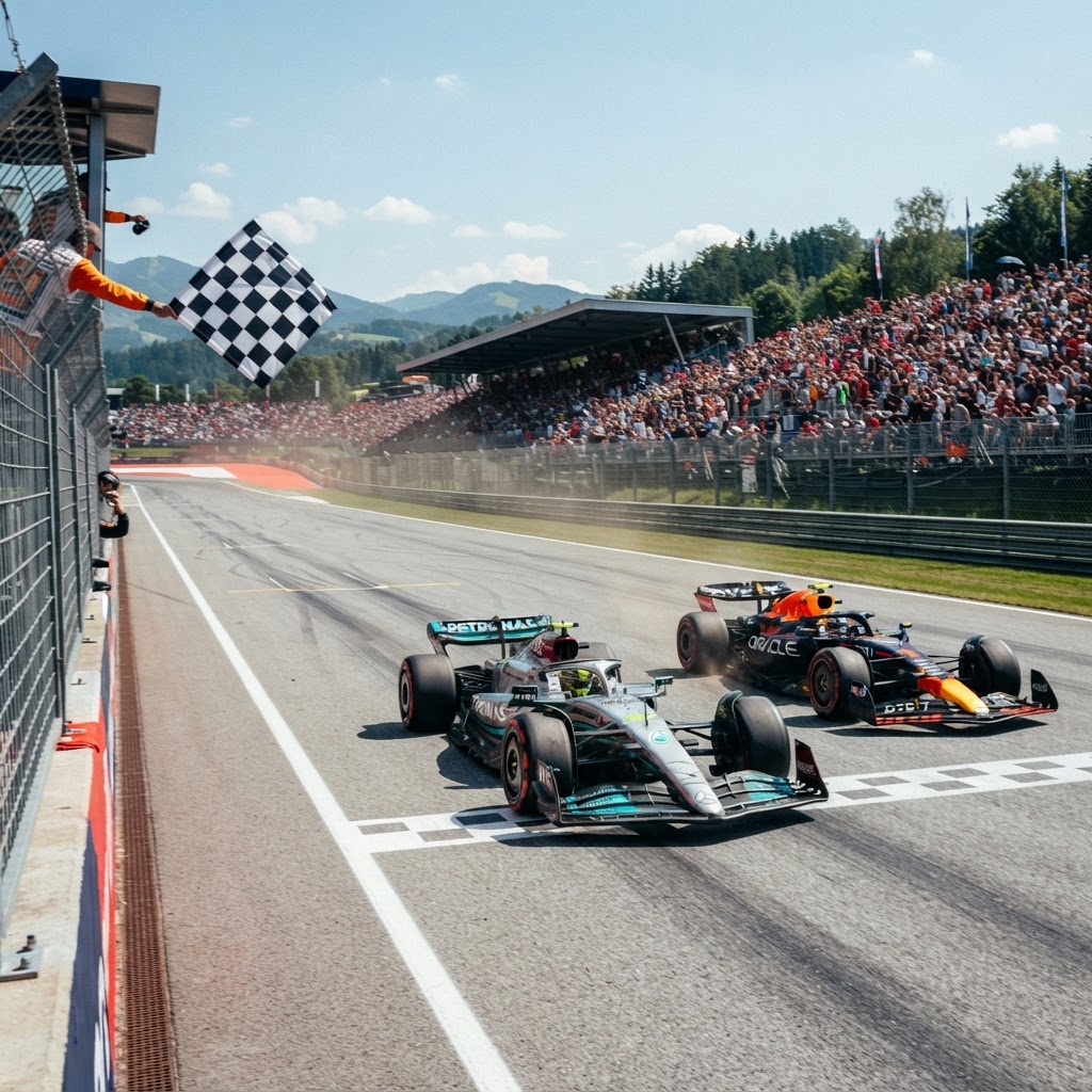 Russell Withstands Verstappen Charge to Claim Victory in Austria