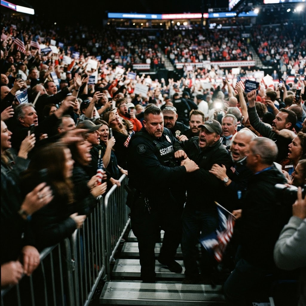 Protester Assaulted During Confrontation at Trump Rally
