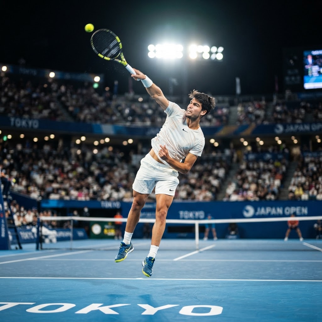 Alcaraz Navigates Serve Adjustments to Advance in Tokyo