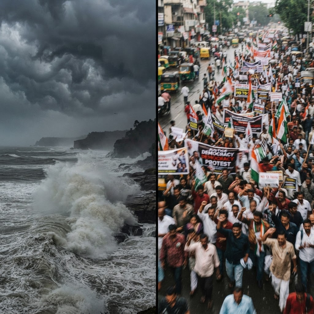 India Faces Multiple Challenges as Cyclone Arnab Approaches and Political Tensions Rise
