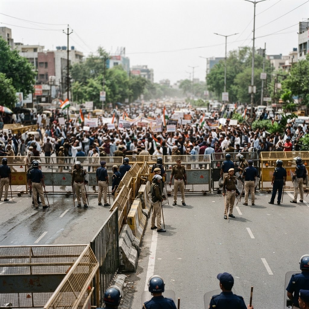 Security Tightens in India's Capital Amidst 'Cockroach' Movement Protests