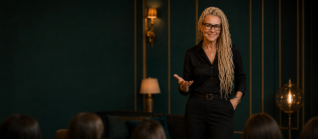 Ann speaking on stage at the Global Leadership Summit