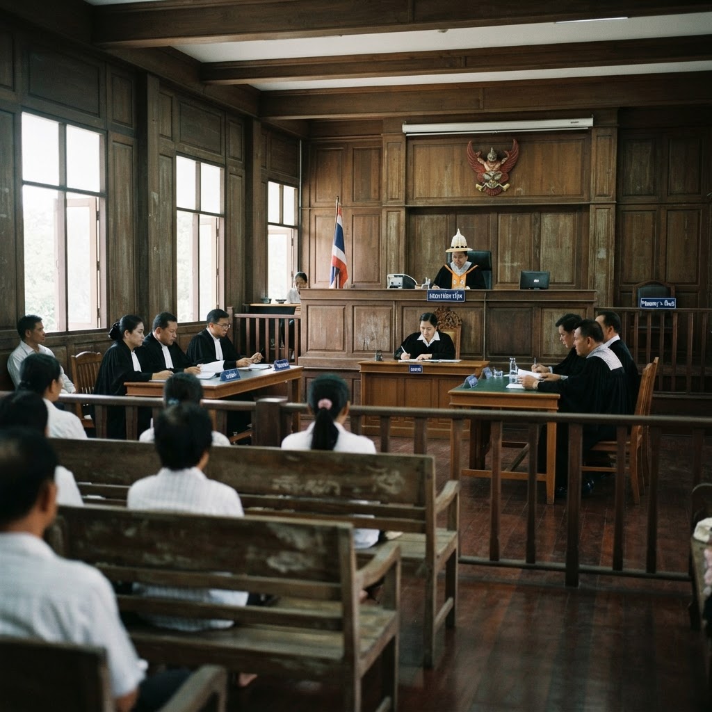 A courthouse interior representing contested divorce proceedings
