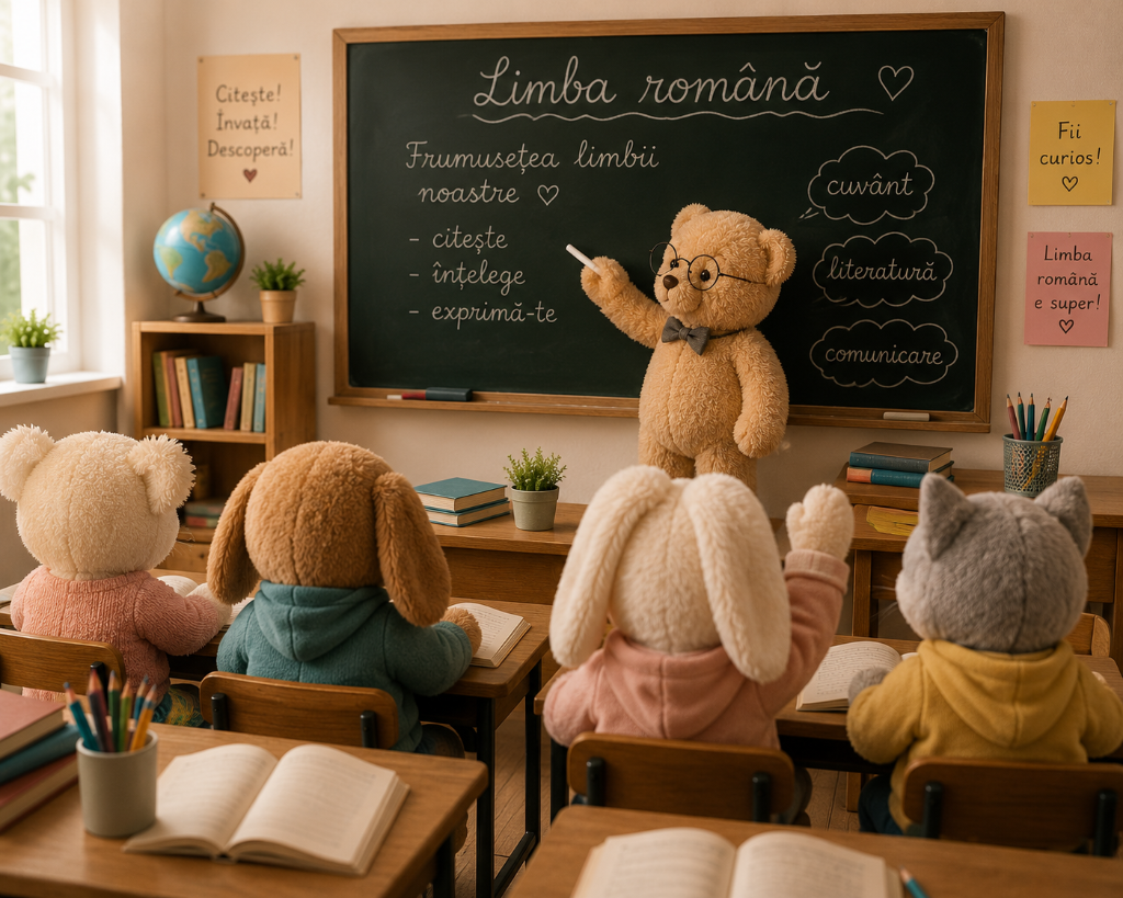 La tablă cu „Limba română” — citește, înțelege, exprimă-te