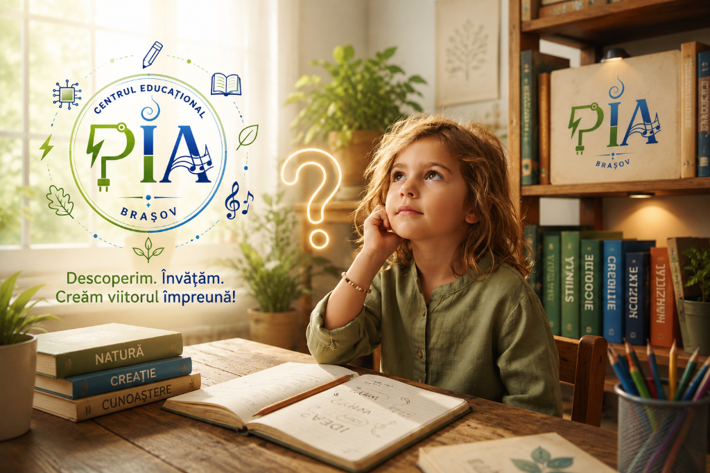 Un copil curios gândindu-se la Centrul Educațional PIA Brașov