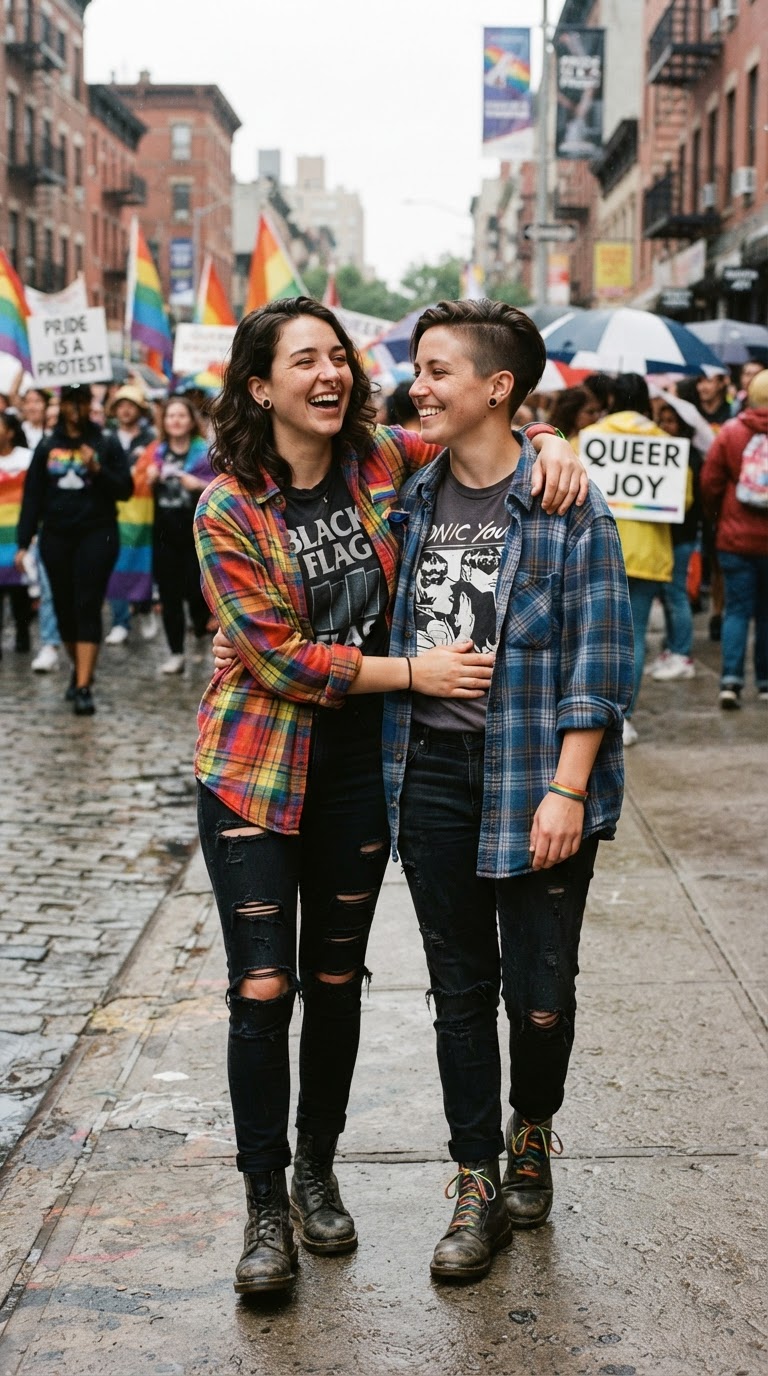 Grunge Flannel Layers - pride inspo outfit idea