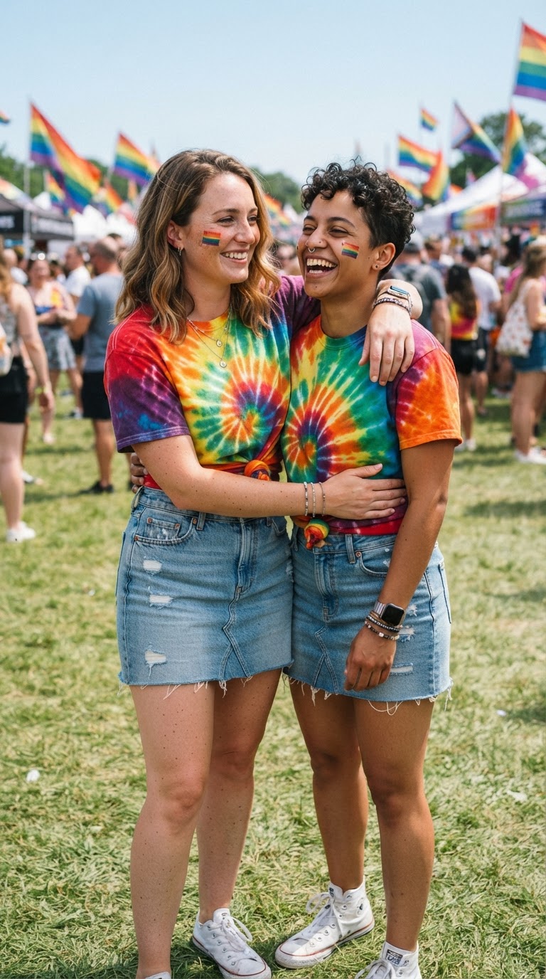 Matching Tie-Dye Pride Tees - pride fest outfit idea 5