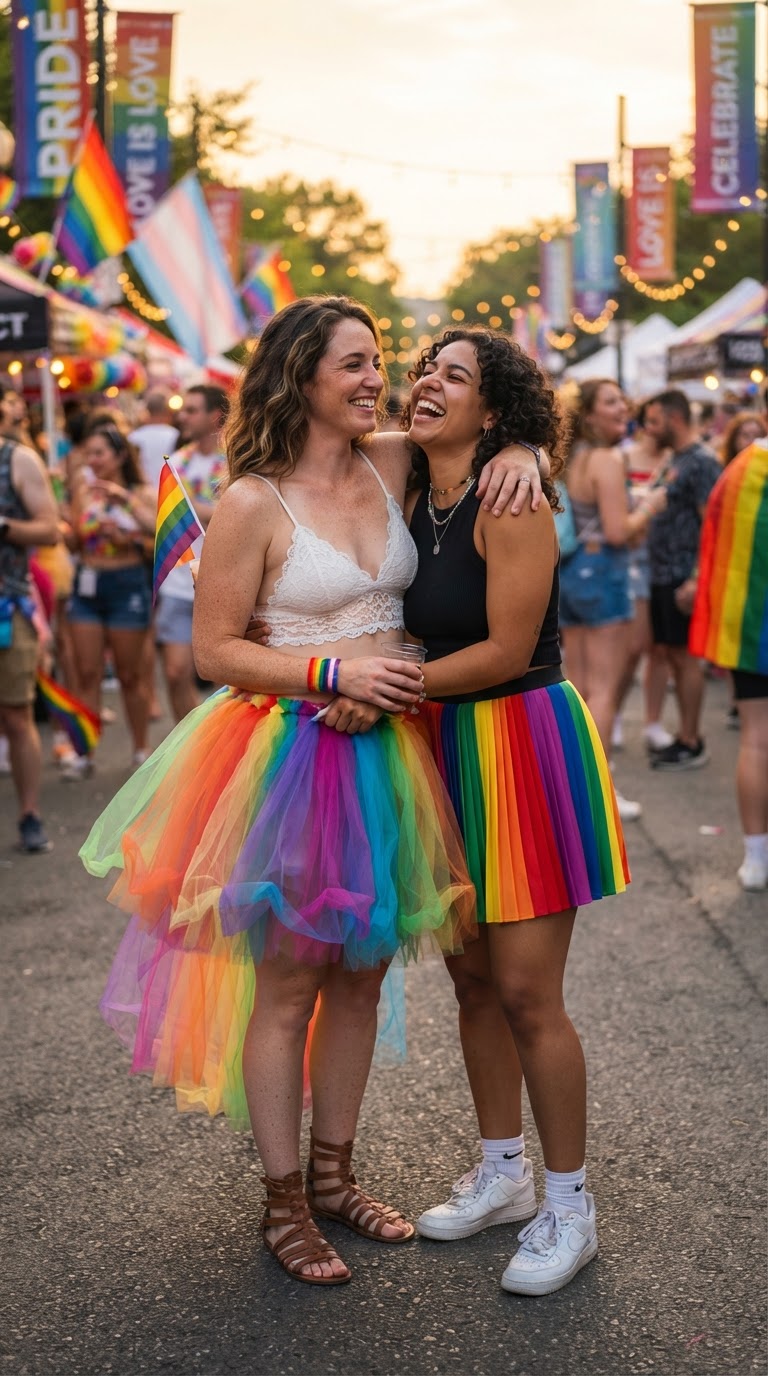 Rainbow Tulle Skirt & Lace Bralette - pride fest outfit idea 10