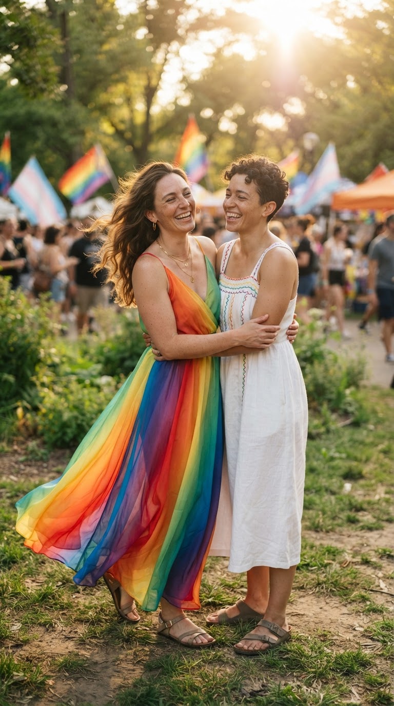 Flowy Rainbow Ombre Maxi Dress - pride fest outfit idea 3