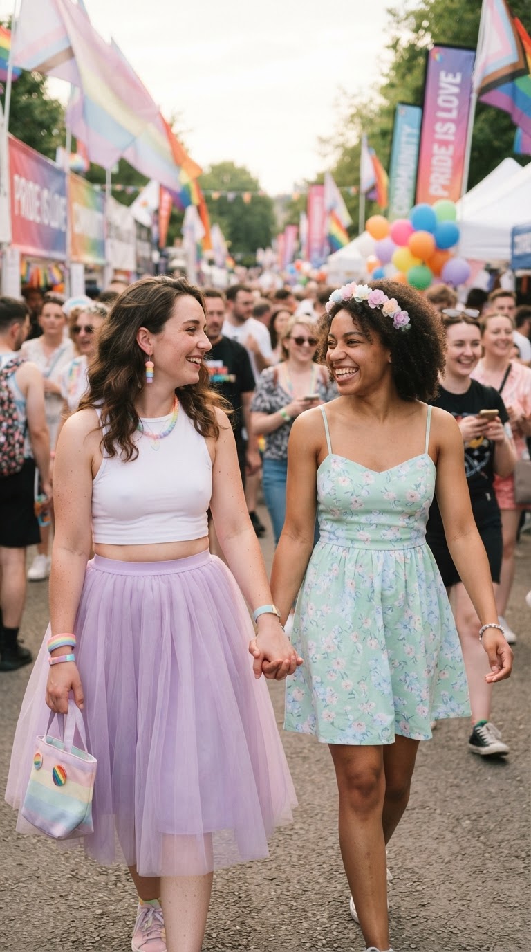Pastel Pride Tulle Skirt Look - pride fest outfit idea 9