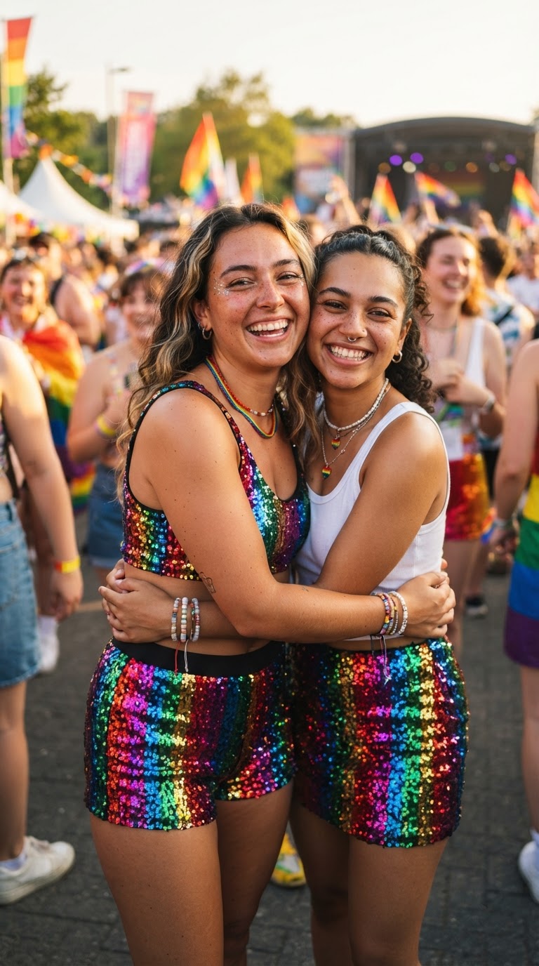 Rainbow Sequin Co-Ord Set - pride fest outfit idea 1