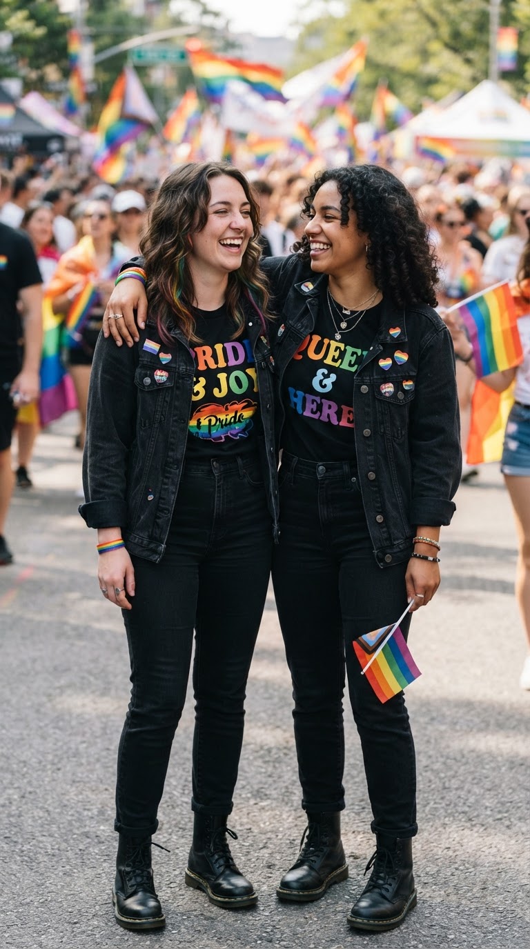 Pride outfit idea 5: Graphic Pride Tee & Black Jeans