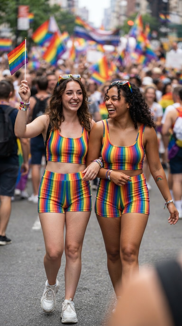 Pride outfit idea 10: Matching Rainbow Co-ord Set