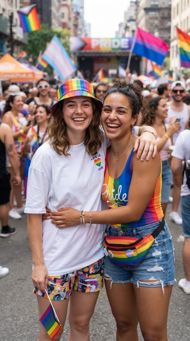 Pride outfit idea 9: Rainbow Bucket Hat & Co-ord