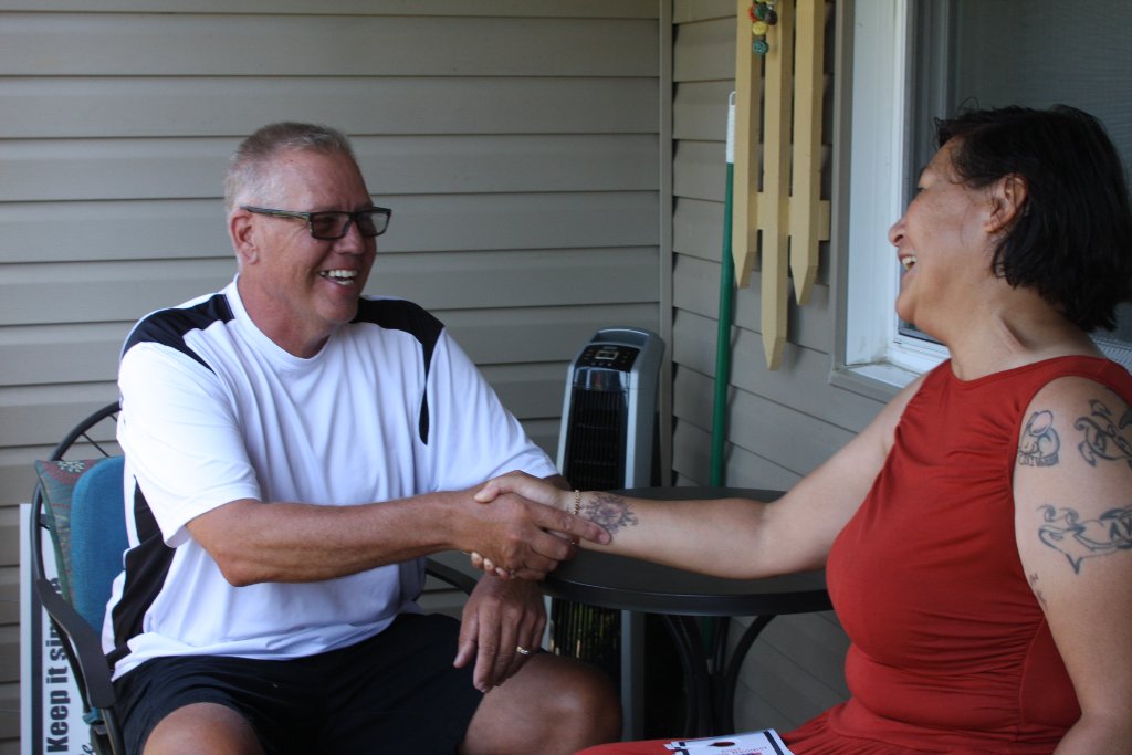 Dennis Rempel on the campaign trail: A handshake