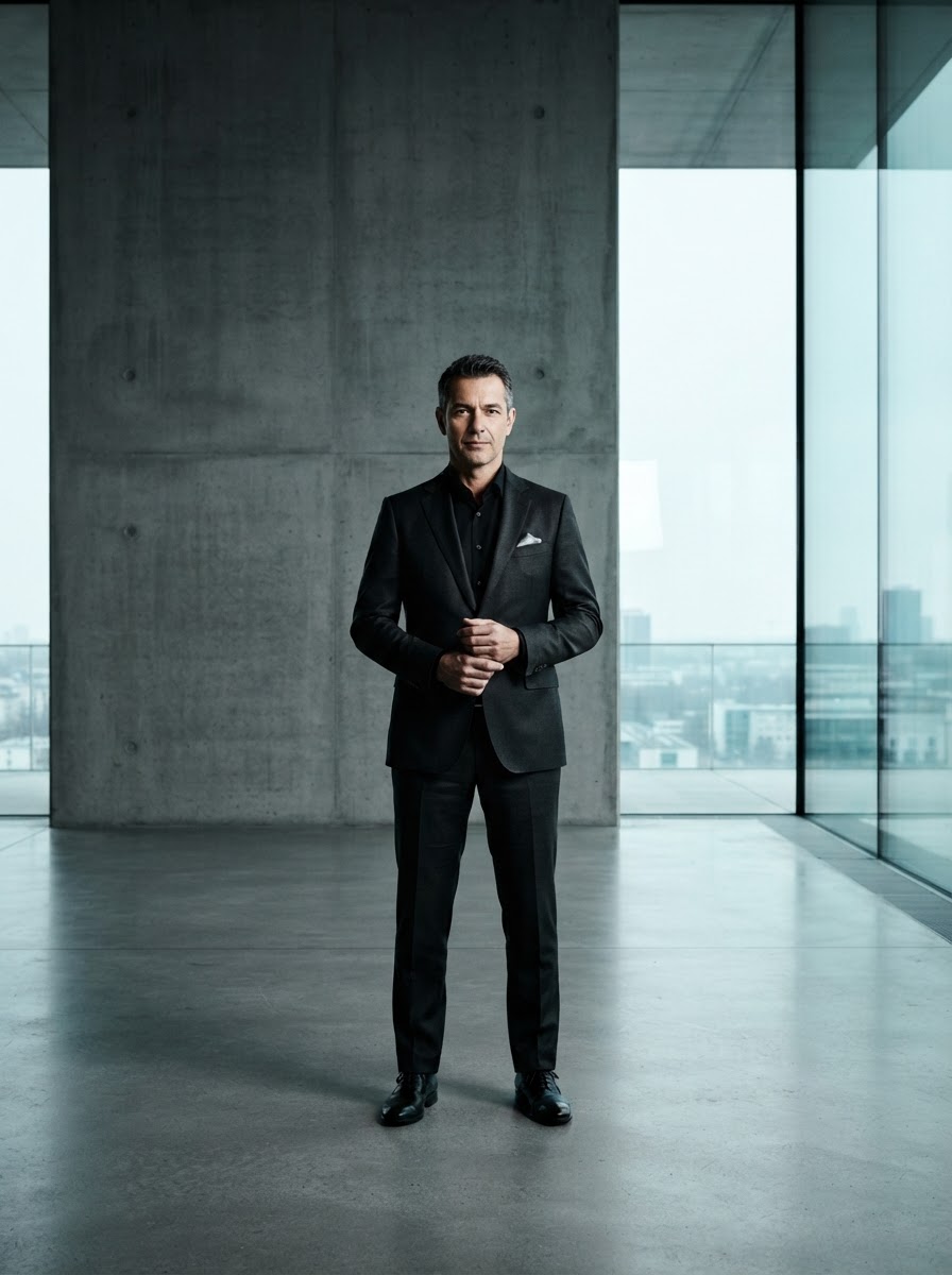 Executive in deep focus