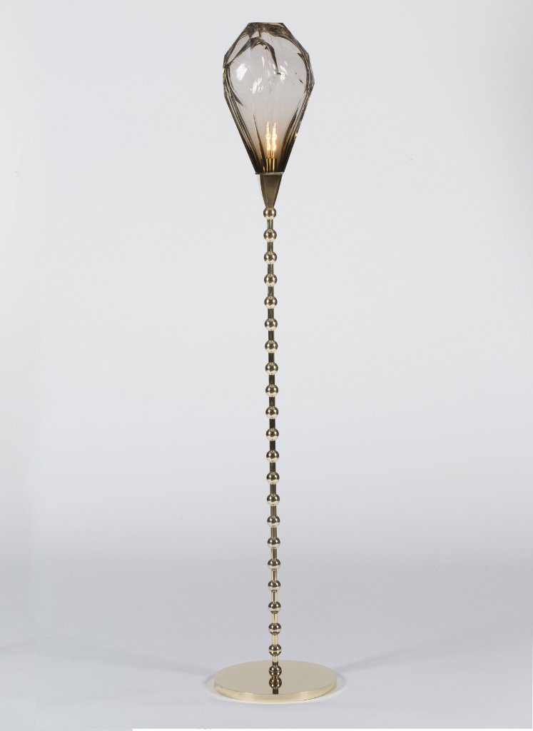 Adamas 2 by Emilie Lemardeley — luminous sculpture in brass and hand-blown glass (view 1)