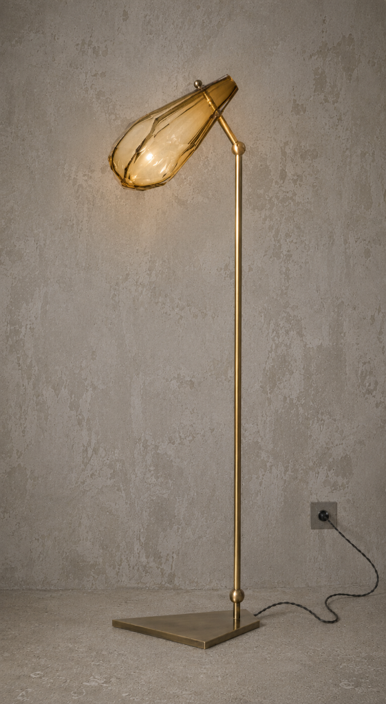 Adamas by Emilie Lemardeley — luminous sculpture in brass and hand-blown glass (detail 1)