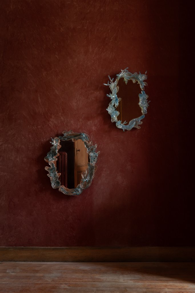 Dryade Mirror by Emilie Lemardeley — functional sculpture in glass, resin, bronze (view 3)