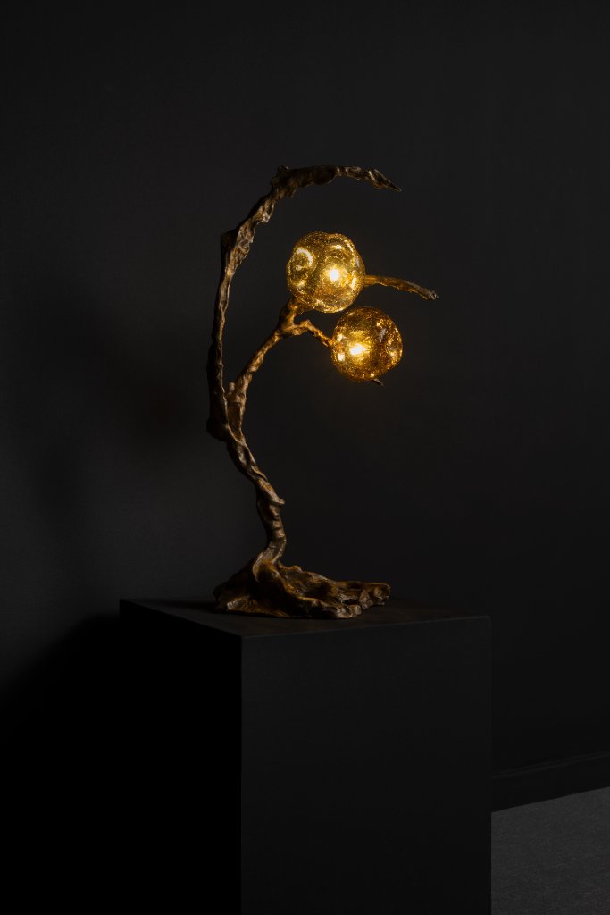 Mouvance Table Lamp by Emilie Lemardeley — luminous sculpture in glass, metal, bronze