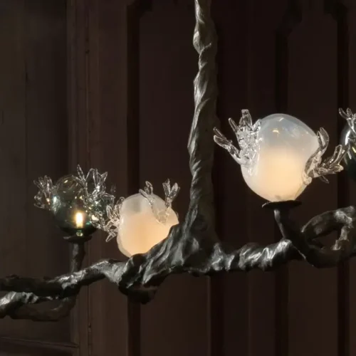 Dryade Chandelier by Emilie Lemardeley — luminous sculpture in glass, metal, bronze (view 5)