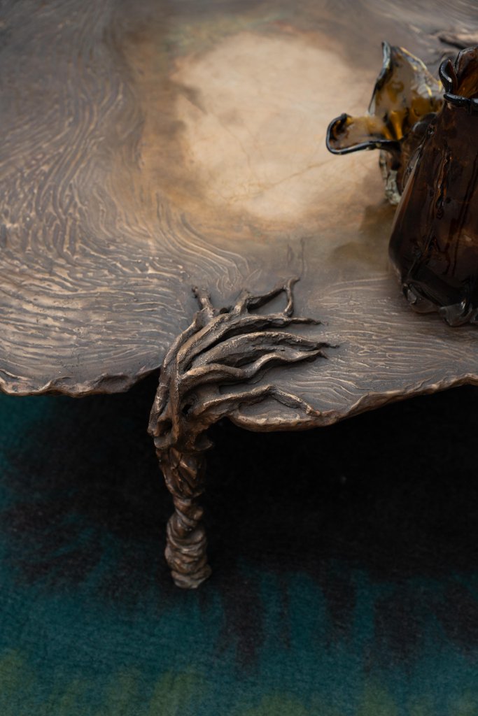 Pan Low Table by Emilie Lemardeley — functional sculpture in patinated bronze, metal (detail 2)