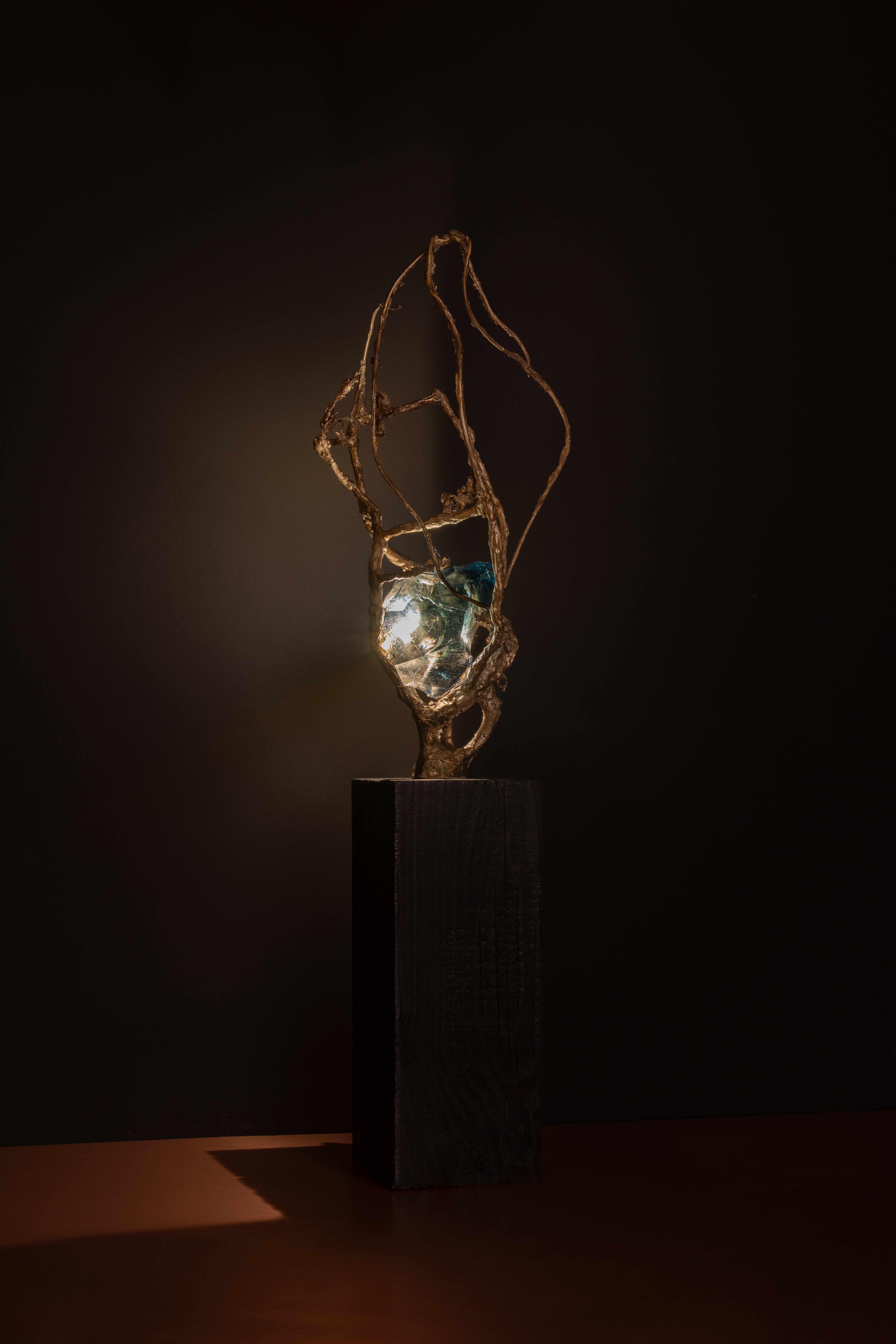 Sinking by Emilie Lemardeley — luminous sculpture in glass, bronze (view 3)