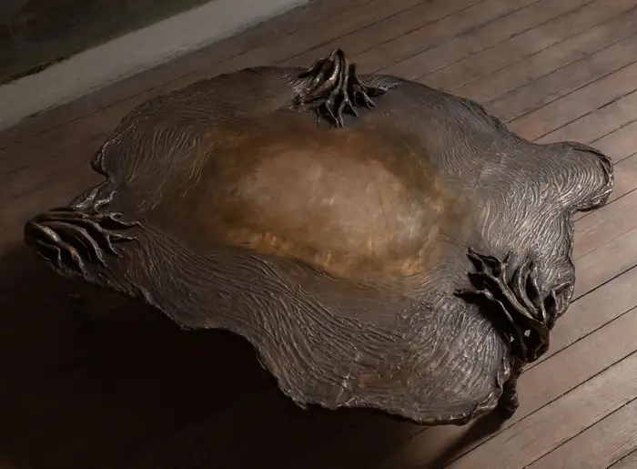 Pan Low Table by Emilie Lemardeley — functional sculpture in patinated bronze, metal (view 4)