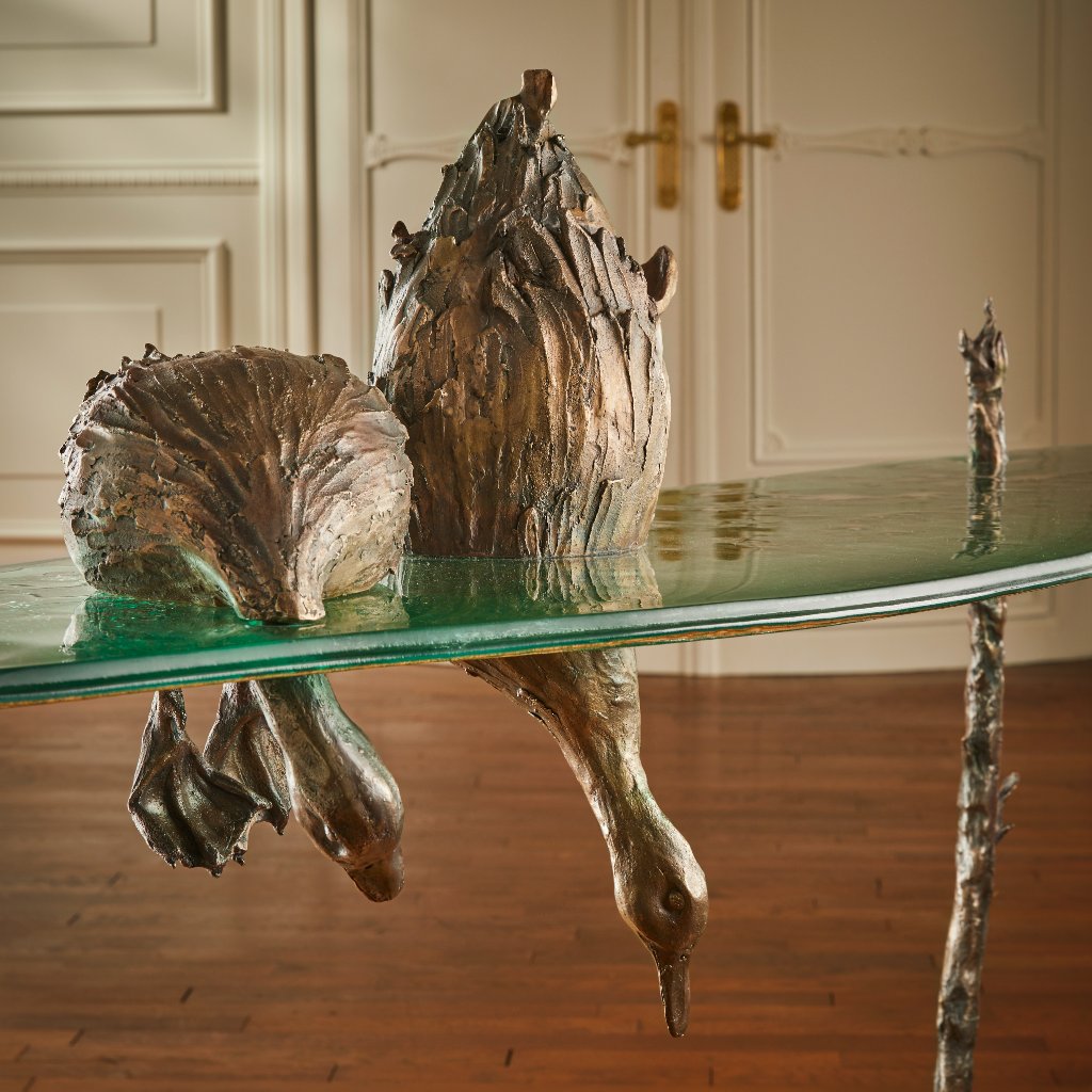 Penelope Console by Emilie Lemardeley — functional sculpture in glass, bronze, metal (view 3)