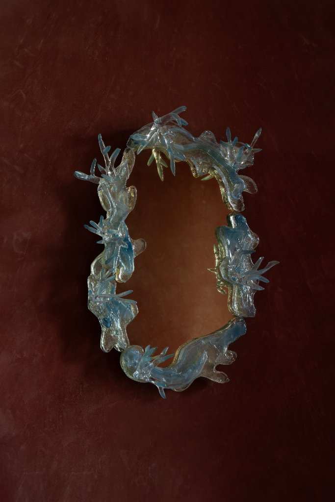 Dryade Mirror by Emilie Lemardeley — functional sculpture in glass, resin, bronze (view 2)