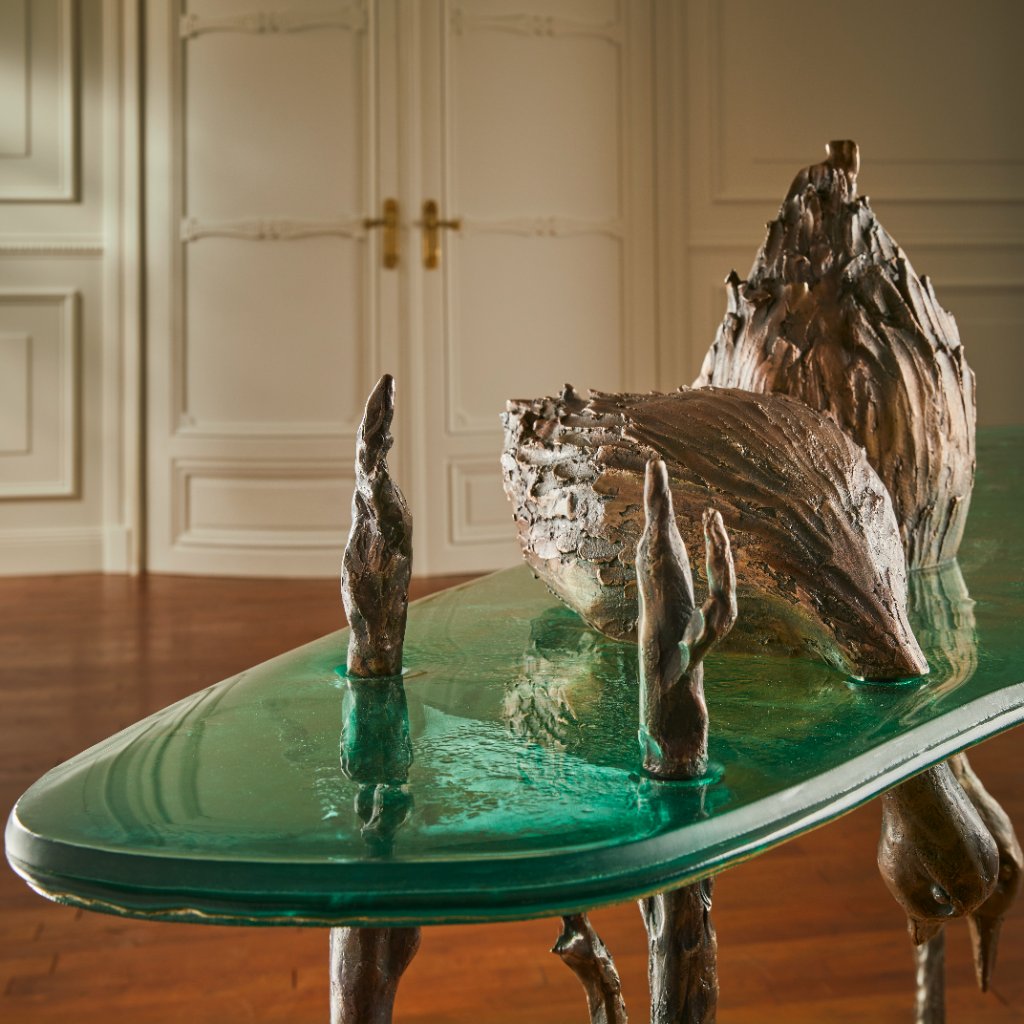 Penelope Console by Emilie Lemardeley — functional sculpture in glass, bronze, metal (view 4)