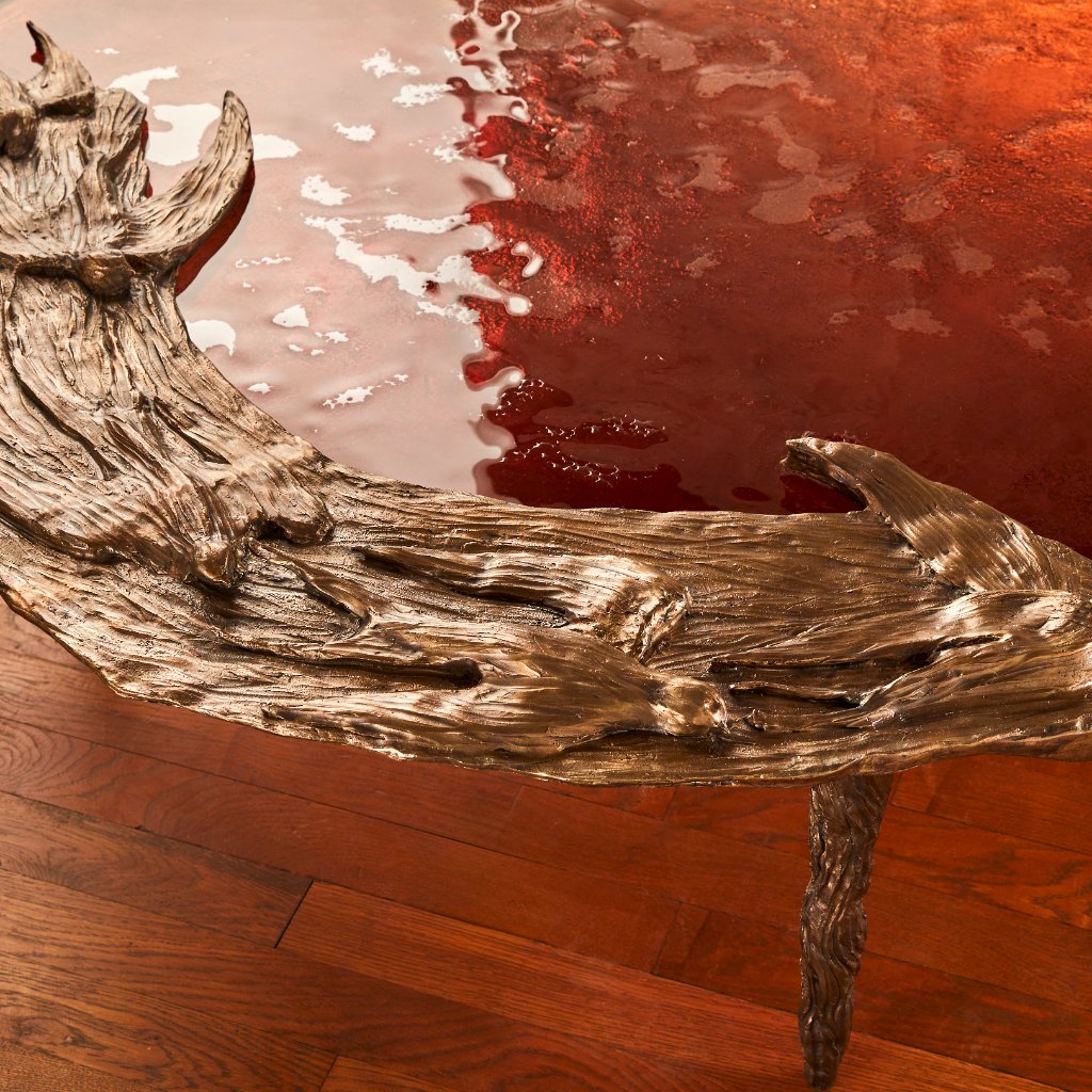 Philomèle Table by Emilie Lemardeley — functional sculpture in glass, bronze, metal (detail 3)