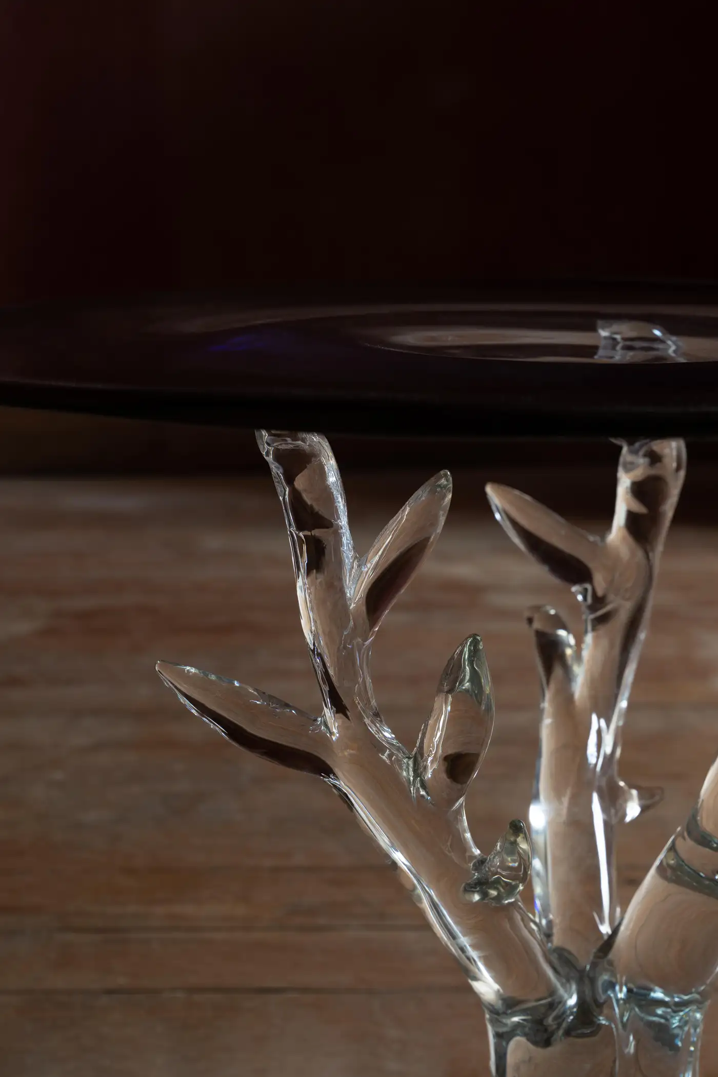 Dryade Coffee Table by Emilie Lemardeley — functional sculpture in blown glass, bronze, metal (detail 3)