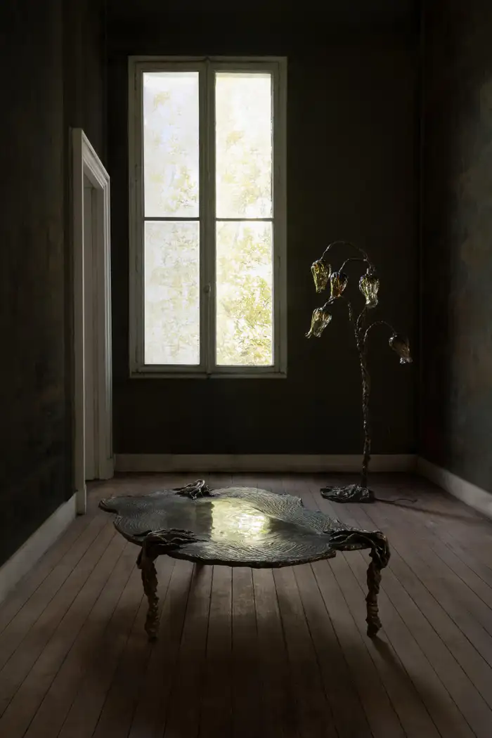 Pan Low Table by Emilie Lemardeley — functional sculpture in patinated bronze, metal (detail 1)