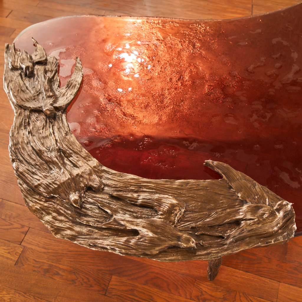 Philomèle Table by Emilie Lemardeley — functional sculpture in glass, bronze, metal (detail 2)