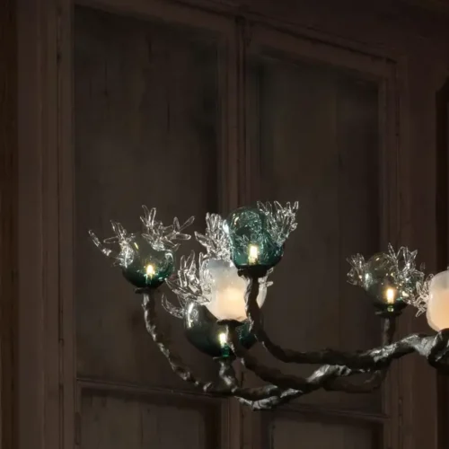 Dryade Chandelier by Emilie Lemardeley — luminous sculpture in glass, metal, bronze (view 4)
