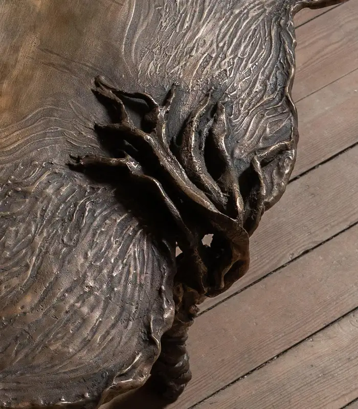 Pan Low Table by Emilie Lemardeley — functional sculpture in patinated bronze, metal (view 1)