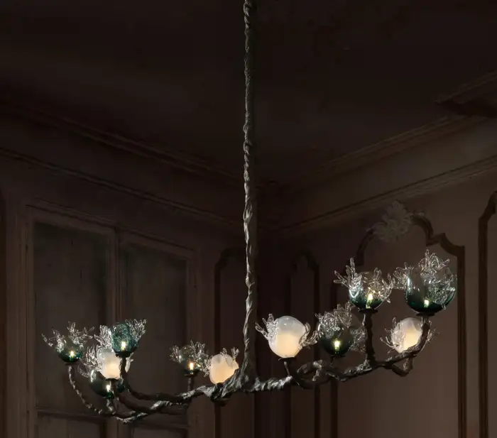 Dryade Chandelier by Emilie Lemardeley — luminous sculpture in glass, metal, bronze (view 6)