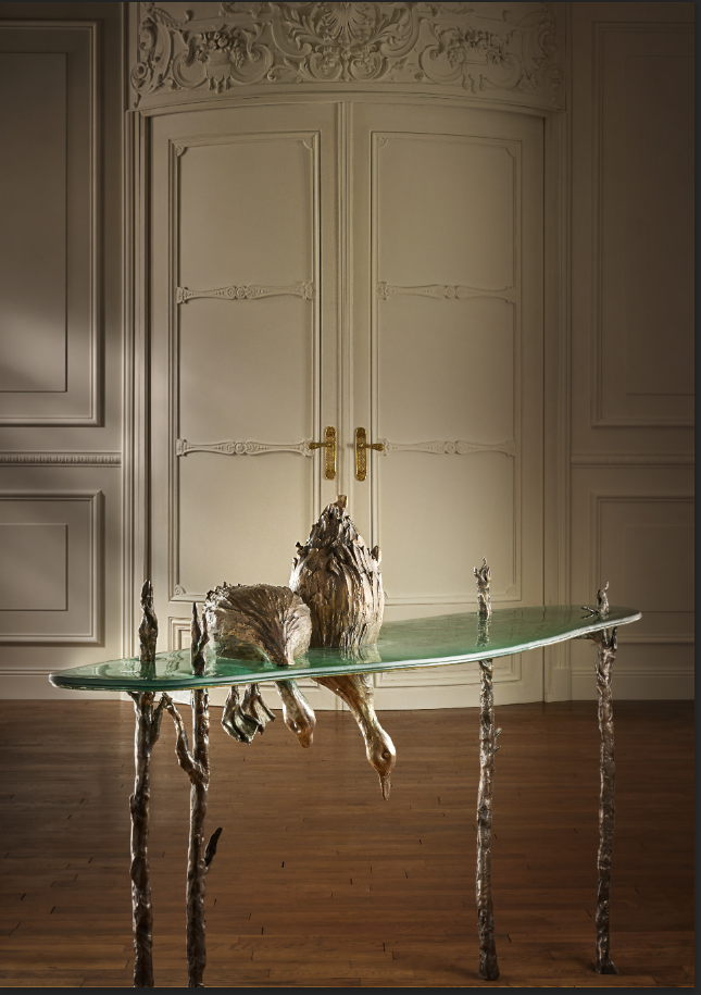 Penelope Console by Emilie Lemardeley — functional sculpture in glass, bronze, metal (view 1)