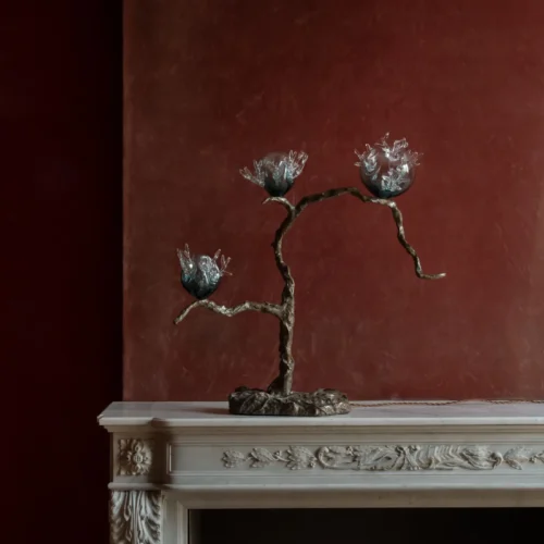 Dryade Table Lamp by Emilie Lemardeley — luminous sculpture in glass, metal, bronze (detail 3)