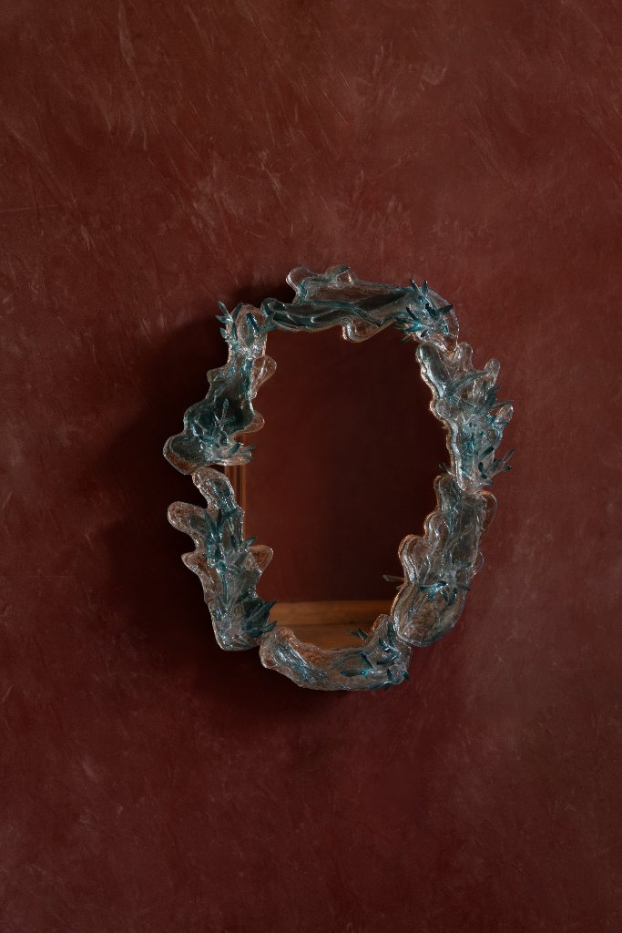 Dryade Mirror by Emilie Lemardeley — functional sculpture in glass, resin, bronze (view 1)