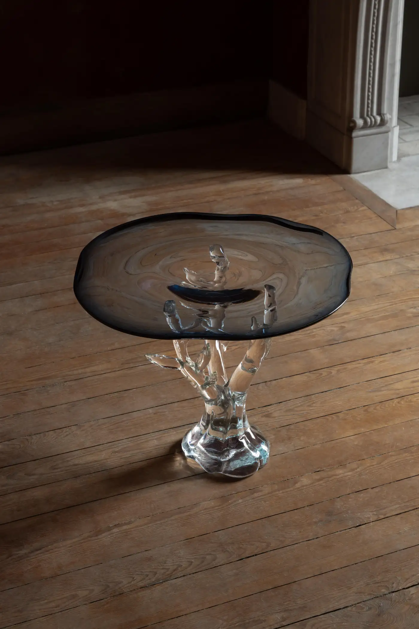 Dryade Coffee Table by Emilie Lemardeley — functional sculpture in blown glass, bronze, metal (detail 4)