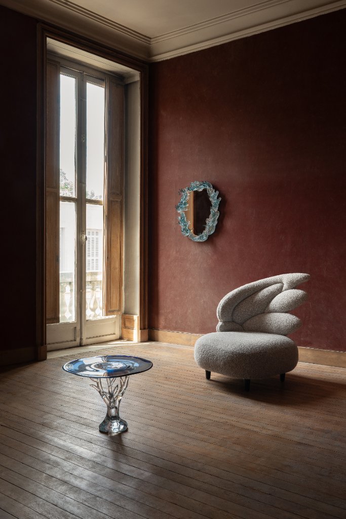Dryade Coffee Table by Emilie Lemardeley — functional sculpture in blown glass, bronze, metal (detail 5)