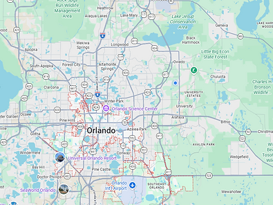 Map of John's stump grinding coverage area across Seminole County and East Orlando