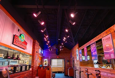 Bubba's 33 — Rustic Interior with Neon Accents