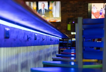 Bar Counter — Blue LED Under-Lighting Detail